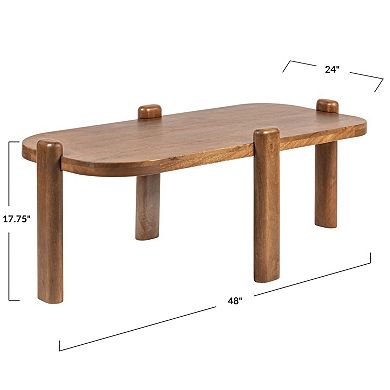 Hello Honey Pill-Shaped Mango Wood Coffee Table