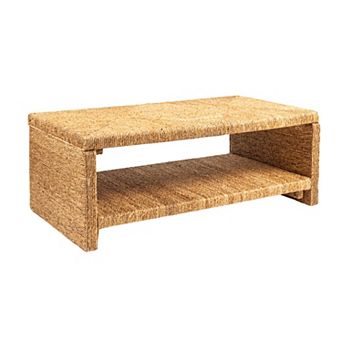 Hello Honey Woven Water Hyacinth & Acacia Wood Coffee Table