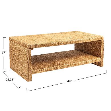 Hello Honey Woven Water Hyacinth & Acacia Wood Coffee Table