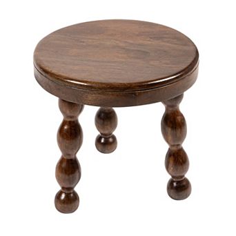 Hello Honey Round Mango Wood Accent Table with Dowel Tri-Pod Legs in Walnut
