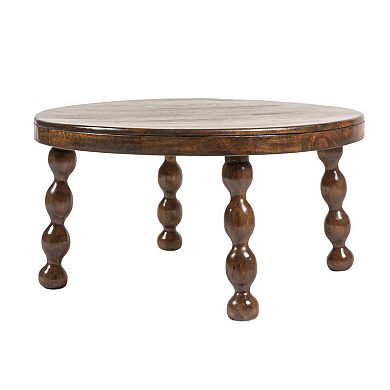 Hello Honey Round Mango Wood Coffee Table with Bobbin Legs in Walnut