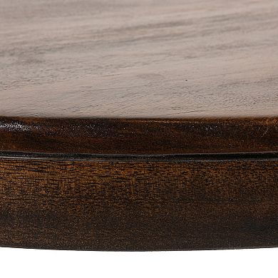 Hello Honey Round Mango Wood Coffee Table with Bobbin Legs in Walnut