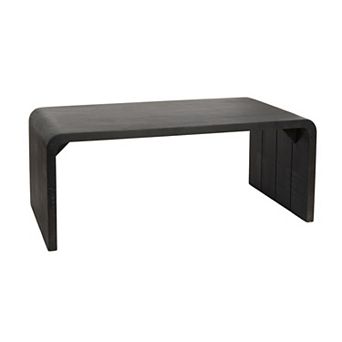 Hello Honey Modern Waterfall Edge Mango Wood Coffee Table, Black