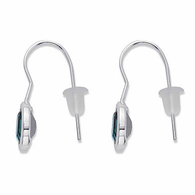 Oval-Cut Bezel-Set Crystal Silvertone Earrings 3/4"