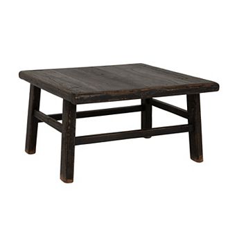 Hello Honey Reclaimed Elm Wood Square Coffee Table, Black