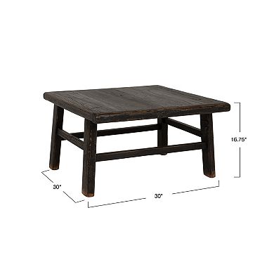 Hello Honey Reclaimed Elm Wood Square Coffee Table, Black