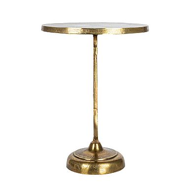 Hello Honey Round Nautical Accent Table with Anchor Base in Cast Iron, Gold Finish