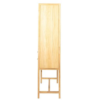 Hello Honey Woven Cane and Wood Cabinet with Doors and Drawers, Natural