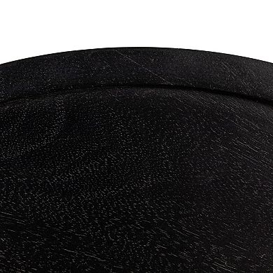 Hello Honey Round Mango Wood Accent Table with Tapered Drum Base, Black