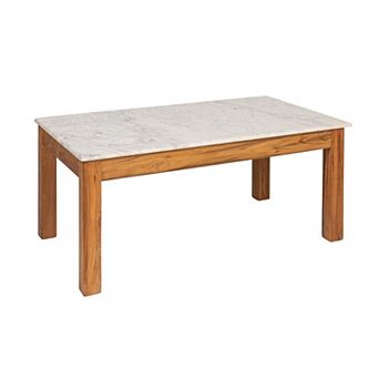 Hello Honey Rectangular Teak and Marble Coffee Table