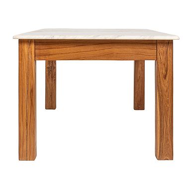Hello Honey Rectangular Teak and Marble Coffee Table