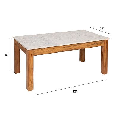 Hello Honey Rectangular Teak and Marble Coffee Table