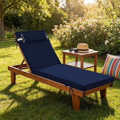 80" L x 26" W x 3" H Patio Poolside Chair Cushions, Adjustable Ties & Removable Cover