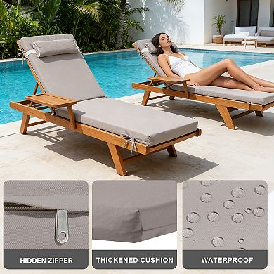 80" L x 26" W x 3" H Patio Poolside Chair Cushions, Adjustable Ties & Removable Cover