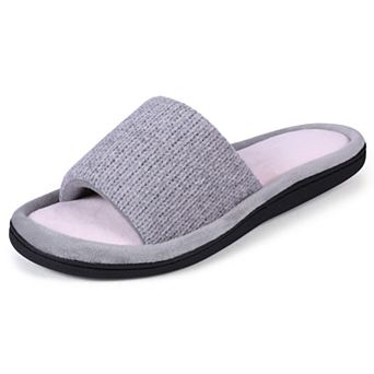 Roxoni Women’s Soft Open-Toe Slide Slippers Cozy Memory Foam with Indoor/Outdoor Sole