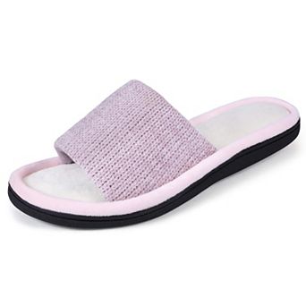 Roxoni Women’s Soft Open-Toe Slide Slippers Cozy Memory Foam with Indoor/Outdoor Sole