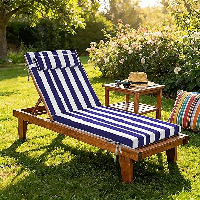 80" L x 26" W x 3" H Patio Poolside Chair Cushions, Adjustable Ties & Removable Cover