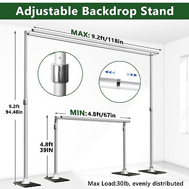 YQNUCO Double Backdrop Stand Heavy Duty, Adjustable Pipe and Drape Stand, Flower Wall Backdrop Frame