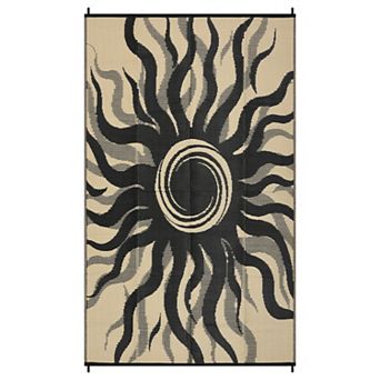 Garvee Modern Sun Pattern Waterproof UV Resistant Outdoor Rug Reversible Lightweight for Picnic RV