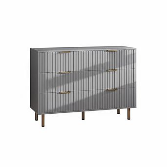 Modern Fluted 6 Drawer Dresser - 54" Wide Wooden Chest -for Bedroom, Living Room, Hallway