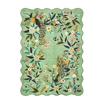 Garvee Modern Flower&Peacock Print Area Rug for Bedroom Non Slip Washable Soft Rug for Living Room