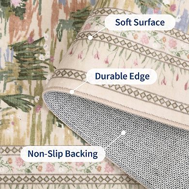 Garvee Contemporary Area Rug for Bedroom Kitchen Machine Washable Non Slip Foldable Rug for Laundry