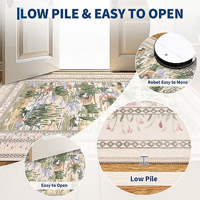 Garvee Contemporary Area Rug for Bedroom Kitchen Machine Washable Non Slip Foldable Rug for Laundry