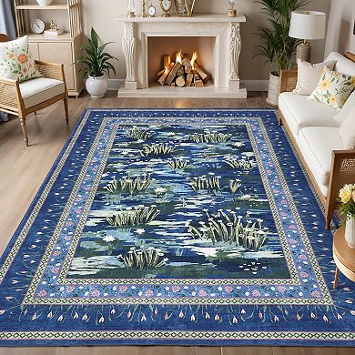 Garvee Contemporary Area Rug for Bedroom Kitchen Machine Washable Non Slip Foldable Rug for Laundry