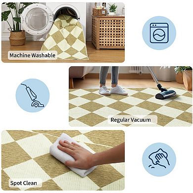 Garvee Modern Diamond Pattern Area Rug Machine Washable Non Slip Soft Rug for Bedroom Living Room