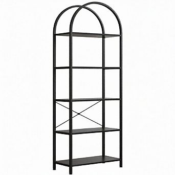 5 tier Arched Bookshelf,Arched Display Racks,Tall Standing Bookshelves With Metal Frame,Modern