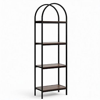 5 tier Arched Bookshelf,Arched Display Racks,Tall Standing Bookshelves With Metal Frame,Modern