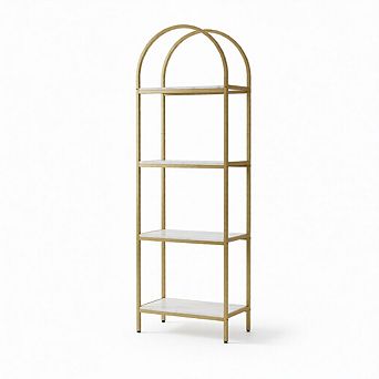 5 tier Arched Bookshelf,Arched Display Racks,Tall Standing Bookshelves With Metal Frame,Modern