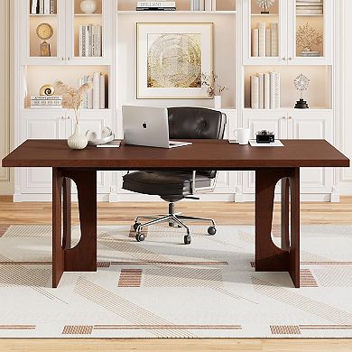 71" Long Dining Table for 6-8 People - Farmhouse Kitchen Table with Extra Thick Tabletop