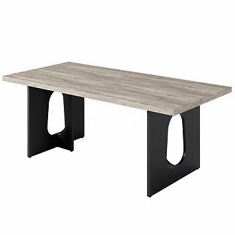 71" Long Dining Table for 6-8 People - Farmhouse Kitchen Table with Extra Thick Tabletop