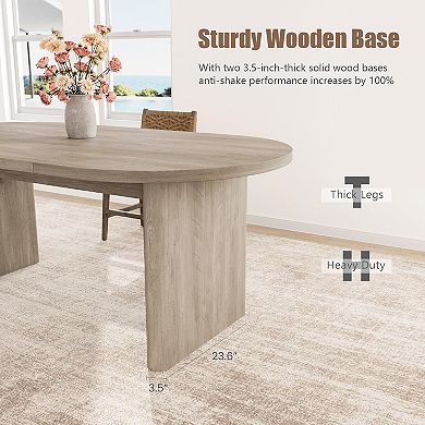 70.8" Oval Farmhouse Dining Table for 6-8, Rustic Oak Finish Kitchen Table