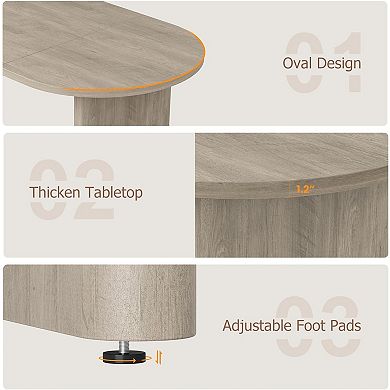 70.8" Oval Farmhouse Dining Table for 6-8, Rustic Oak Finish Kitchen Table