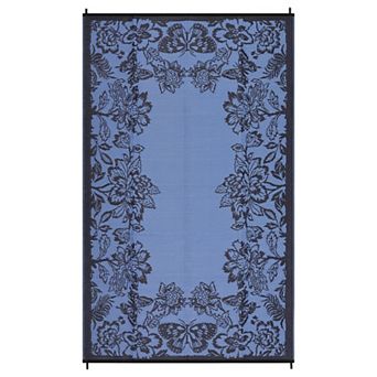 Garvee Flowers & Butterflies Reversible Outdoor Rug Waterproof UV Resistant Portable for Beach RV