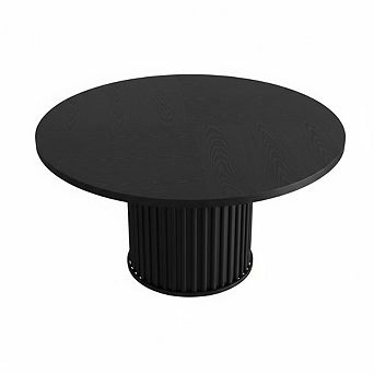 47" Industrial Round Dining Table for 4-6 - Sturdy Waveform Metal Pedestal Base, Ideal for Kitchen