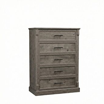 5 Drawer Dresser Cabinet - Tall Rustic Wooden Storage Chest - Ideal for Bedroom, Living Room