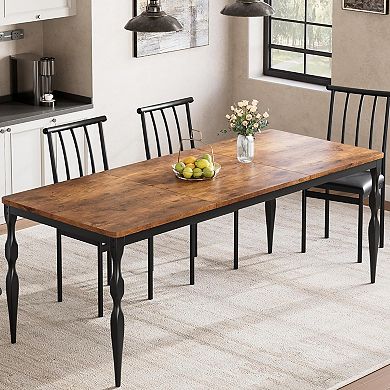 Industrial Dining Table for 6 Person, Long Wood Table for Dining Room, Office, Living Room