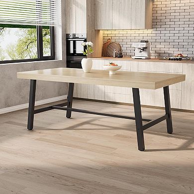 71" Modern Farmhouse Rectangular Dining Table - Adjustable Feet, Seats 6-8,Ideal for Kitchen/Dining