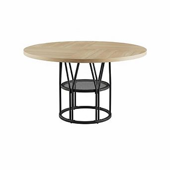 Round Table - 47”Kitchen Table for 4-6 People, with Storage Shelf, for Kitchen, Living Room