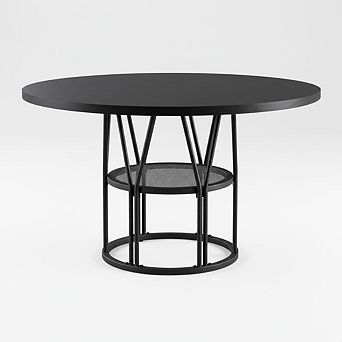 Round Table - 47”Kitchen Table for 4-6 People, with Storage Shelf, for Kitchen, Living Room