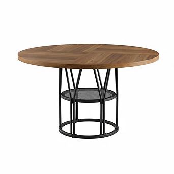 Round Table - 47”Kitchen Table for 4-6 People, with Storage Shelf, for Kitchen, Living Room