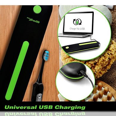 Pyle Electric Toothbrush Charger Travel Case with Built-in UV Light (PHLSN61BK) - Black