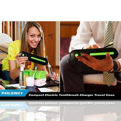 Pyle Electric Toothbrush Charger Travel Case with Built-in UV Light (PHLSN61BK) - Black