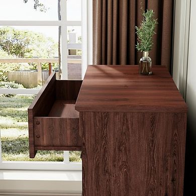 4 Drawer Dresser - Tall Rustic Wooden Storage Cabinet with Spacious Drawers - Ideal for Bedroom