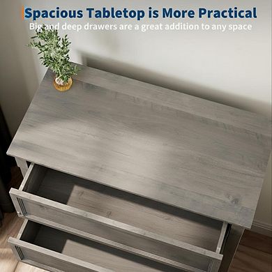 4 Drawer Dresser - Tall Rustic Wooden Storage Cabinet with Spacious Drawers - Ideal for Bedroom