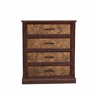 4 Drawer Dresser - Tall Rustic Wooden Storage Cabinet with Spacious Drawers - Ideal for Bedroom