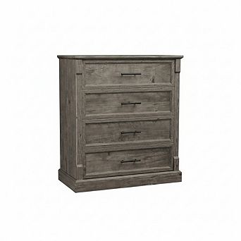 4 Drawer Dresser - Tall Rustic Wooden Storage Cabinet with Spacious Drawers - Ideal for Bedroom